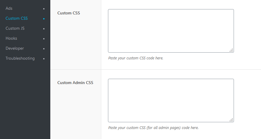 Pniber Theme Custom CSS Settings